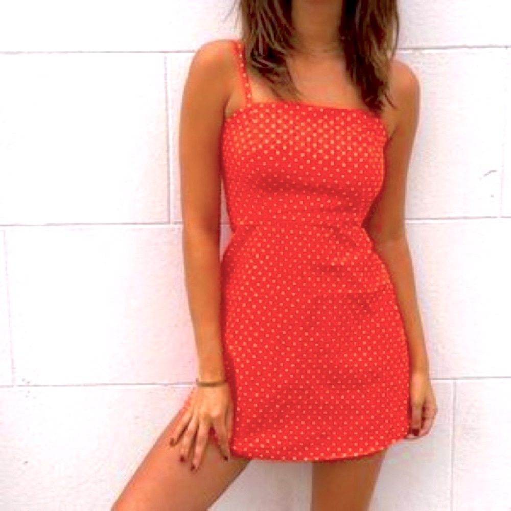 Kimchi Blue Hot Pink Polka Dot Dress